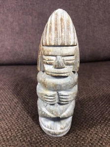 Statua in pietra azteca sudamericana o tiki - intagliata a mano - età incerta alta 14 cm - Foto 1 di 11