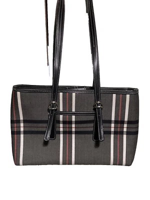 Liz Claiborne Handbag Shoulder Medium Purse Black White Red Plaid - Image 1 of 4