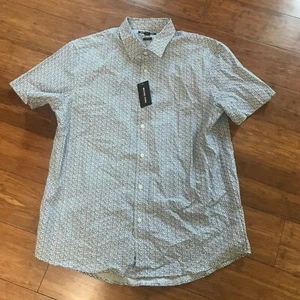 Michael Kors Mens MK Logo-Grid button down shirt navy/White XL NWT - Picture 1 of 3