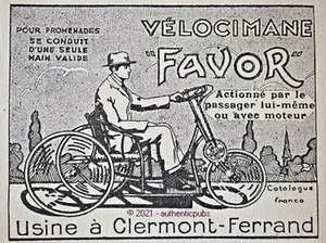 REKLAME FAVOR VELOCIMANE FAHRRAD MOTORRAD FAHRRAD CLERMONT FERRAND VON 1929 AD PUB SELTEN - Bild 1 von 1