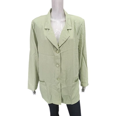 Vintage Maggie Barnes Top Dressy Button Front Top w Pockets 20W Plus Size Green - Image 1 of 4