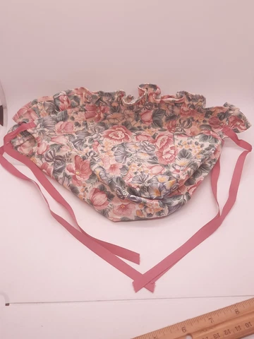 Vintage Longaberger Basket Liner Tie In Floral Print Pattern Oval Cover