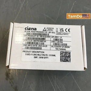 CIENA 160-9103-900 9.95G-11.09G MULTIRATE 1310NM SMF 10KM SFP+ TRANSCEIVER - Picture 1 of 5