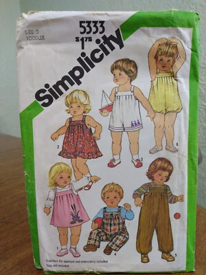 Simplicity Sewing Pattern 5333 Sz 2 Toddler Overalls Sundress Jumper Uncut NOS - Image 1 of 4