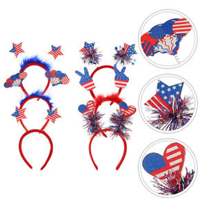 6 Pcs Independence Day Headband Female Party Decor Usa Flag Hoop