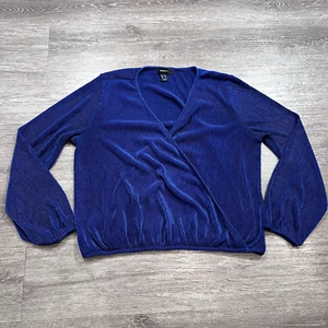 Forever 21 Shirt Womens Plus 3X Blue Corduroy Long Sleeve V Neck Adult Casual - Picture 1 of 13