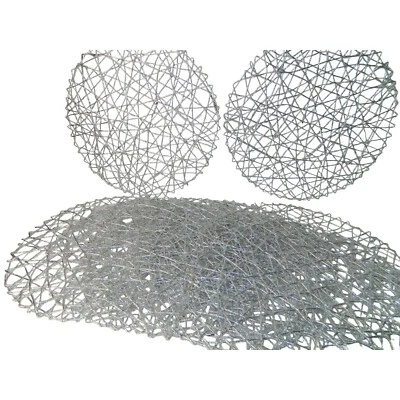 Juego de 8 Colocaciones Plateadas Brillantes Tejido Abierto Redondo 15.5" Decoración de Pared o Mesa Deco Foto 1 de 4