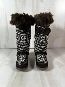 Steve Madden Boots 9 suede brown faux fur lined Wedge Heel - Picture 1 of 4