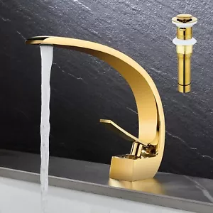 Borlon manico singolo 1 foro ottone oro lucido metallo scarico pop-up - Foto 1 di 12