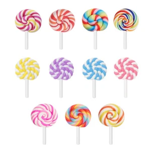 36PCS Argilla Lecca Lecca Caramelle Abbellimento Fai da Te Colore Arcobaleno Lolly Artigianato Nuovo - Foto 1 di 10