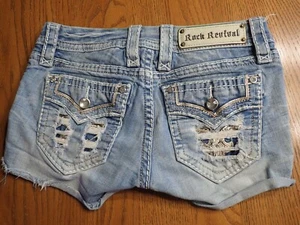 Stretch ROCK REVIVAL FAY LIGHT ACID WASH VERZIERT BESTICKT SHORTS Gr. 26 - Bild 1 von 6