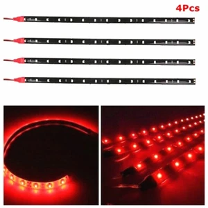 4Pcs 12V Car Home Waterproof Red Lights 15 LED 3528 SMD IP65 Flexible Strip 30cm - Picture 1 of 11