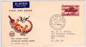 PRE DIC FDC 1961 STOCKMAN ABORIGEN 5/- (para sellos de mayor valor) CORREO AÉREO - Imagen 1 de 1