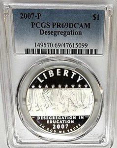 EXQUISITE 2007-P Desegregation Commemorative Silver Dollar Proof PR69 DCAM PCGS - Picture 1 of 2