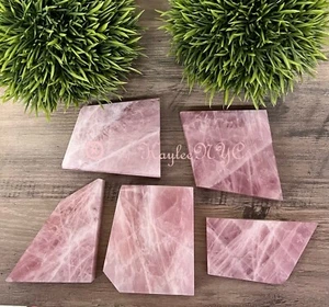 Wholesale Lot 5 PCs Natural Rose Quartz Polished Slab Crystal 2.9-3 Lbs - Picture 1 of 6