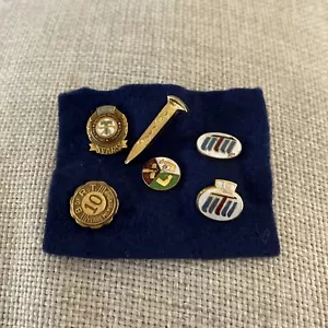 6 Antique Vintage Railway Railroad Conductor Hat Lapel Pins - Picture 1 of 16