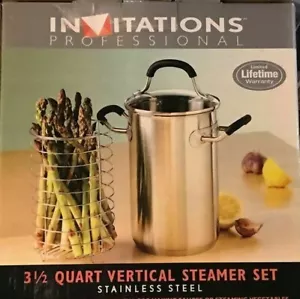 Invitations 3 1/2 Quart Asparagus Steamer SET Stainless Steel New IN the Box - Picture 1 of 1
