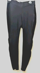 Time & Tru Black Velvet Stripe Leggings Sz 8-10 - Picture 1 of 3