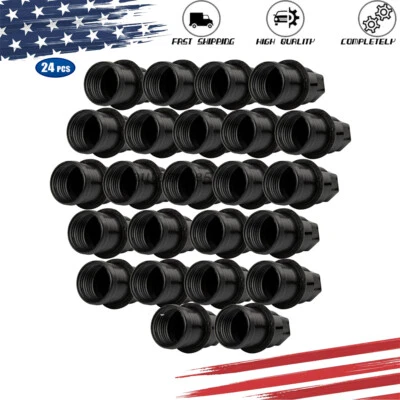 24X 黑色 LUG NUT 盖 M27-2.0 六角 22 毫米 适用于 TAHOE SILVERADO SUBURBAN YUKON — 第 1/4 张图片