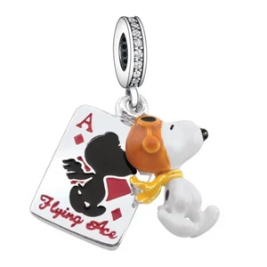 925 Sterlingsilber Charm Bracelet Anhänger Schmuck Snoopy Flying Ace the Peanuts - Bild 1 von 1