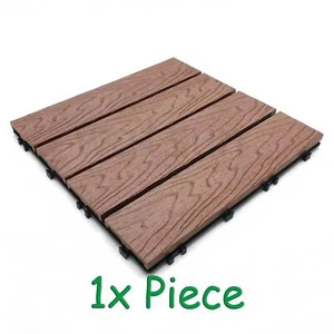 1x DIY WATSUN WPC Decking Tiles Garden Flooring Woodgrain Embossin RedBrownColor - Picture 1 of 10