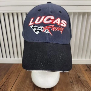 Lucas Oil Racing Hat Cap Strap Back Blue NASCAR Stock Cars Mens Auto Track Speed - Picture 1 of 9