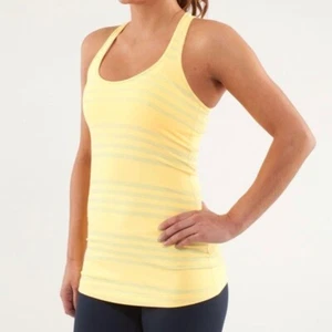 Lululemon Cool Racerback in Ocean Stripe mellow lemon yellow striped tank top 4 - Picture 1 of 12