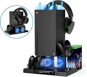 For Xbox Series X Vertical Stand,Cooling Fan+Controller charger+Game Storage - Picture 1 of 8