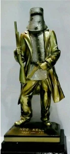 Ned Kelly A Defiance Stand Metallic Bronze & Silver 12cm Tall on Wooden Base - Picture 1 of 4
