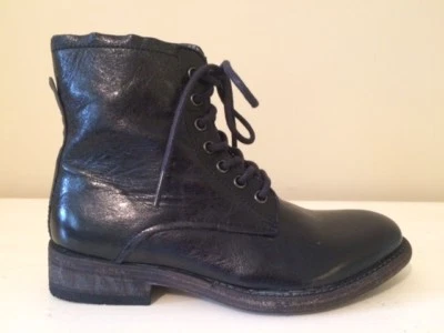 BLACKSTONE BLACK LEATHER LACE-UP COMBAT BOOTS SIZE 36 - Image 1 of 4