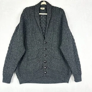 Cardigan maglione Carraig Donn irlandese pura nuova lana pescatore maglia cavo taglia XL - Foto 1 di 7