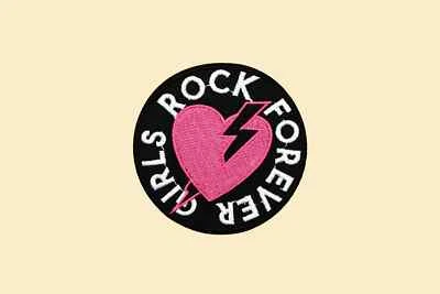 Iron-On Girls Rock Forever Patch/Girl Power Symbol/Iconic Girl Gang/Embroidered - Image 1 of 2