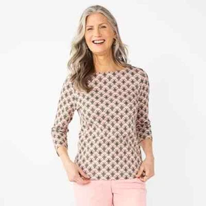 Damen Croft & Barrow® U-Boot-Ausschnitt Top grün, blau beige geblümt Gr. L, XL, XXL - Bild 1 von 12