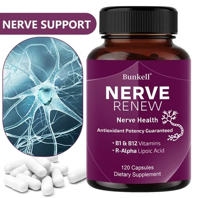 BUNKELL Nahrungsergänzungsmittel für das Nervensystem,mit R-Alpha-Liponsäure Benfotiamin