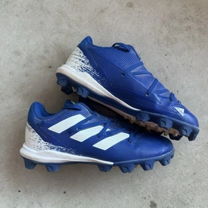 Adidas Kid's Afterburner 8 MD Baseball Shoe Cleats Size 4 Blue - Picture 1 of 11