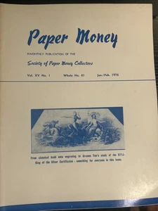 Paper Money Magazine 1976 Volume 15 Number One Silver Certificate Cover - Picture 1 of 2