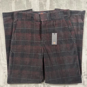 Dickies Hose Herren 31x32 rot kariert Cord Schlag Retro 70er Style Neu - Bild 1 von 10