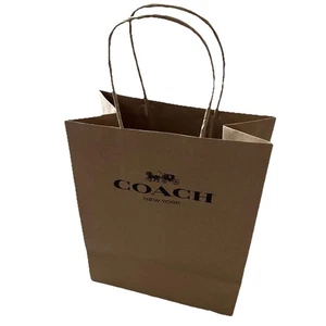 Borsa regalo COACH piccola carta marrone shopping tote logo New York confezione negozio - Foto 1 di 9