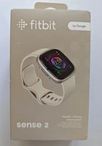 Fitbit Sense 2 Smartwatch - Platinum Aluminum with Lunar White Band - Picture 1 of 4