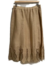 Maxi Falda Chico’s 100% Lino Talla 1 8/10 Crochet Dobladillo Bordado Boho Completa - Imagen 1 de 6