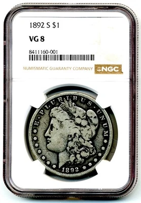 US. Dollar. Morgan. 1892-S NGC VG-8 - Image 1 of 3