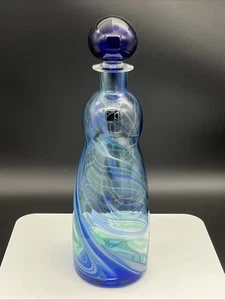 Carlo Moretti Murano Kunst Glas Wirbel 12 3/4" Flasche Dekanter - signiert mit Etikett - Bild 1 von 20