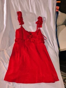 Wild Fable Red Size Large Ruffled Straps Satin Mini Dress - Picture 1 of 3