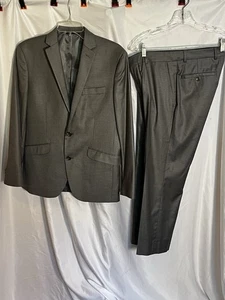 Kenneth Cole Reaction Techni-Cole 2-teiliger grauer Anzug Double Vent Hose 31W Gr. 36S - Bild 1 von 16