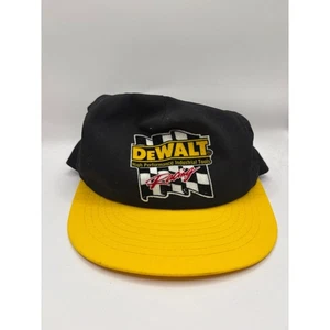 Cappello Berretto Vintage Anni 90 NASCAR Bobby Dotter 08 Dewalt Racing Snapback Nero Giallo - Foto 1 di 5
