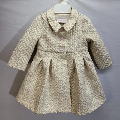 Bonnie Baby Girl Classy Pink Gold White Party Holiday Coat Size 18 M - Image 1 of 4