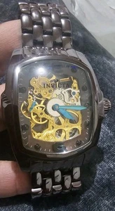 Mens Invicta Lupah Gold Skeleton Dial Brown Ceramic Mechanical Watch - Picture 1 of 17