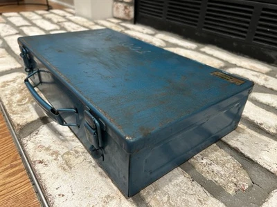 Vintage Ring Star Japan Blue Steel Tool Box 14×8×3″ Industrial Case - Image 1 of 4