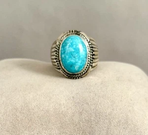 Anillo Navajo Kingman Turquesa y Plata de Ley de Will Denetdale Talla 11 - Imagen 1 de 9