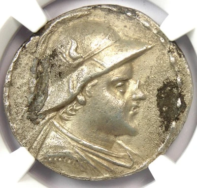 Bactria Eucratides I AR Tetradrachm Silver Coin 170 BC - Certified NGC Choice VF - Image 1 of 4